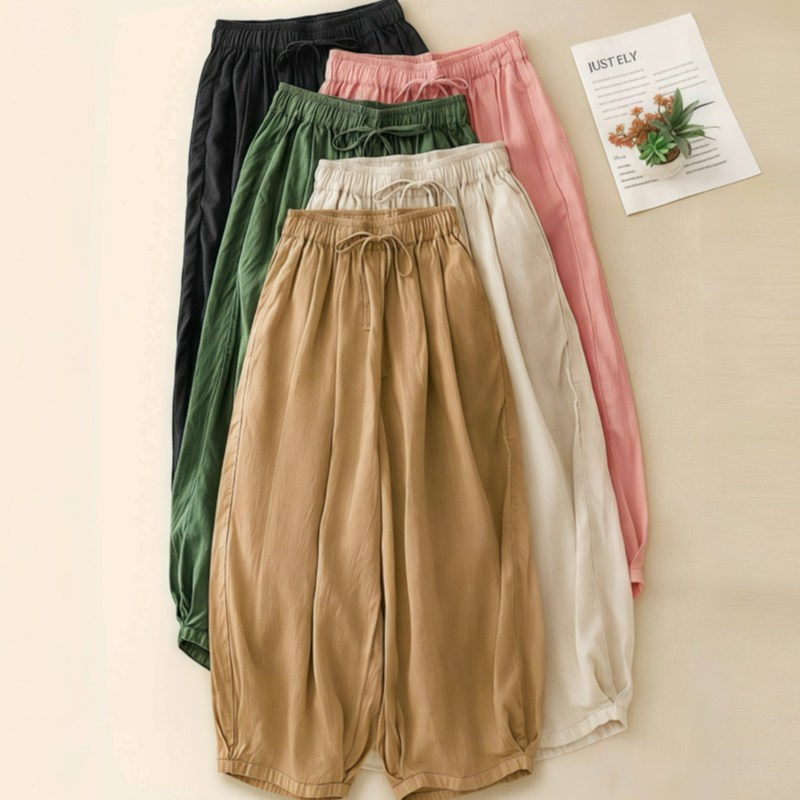 (완전 편한) 90kg까지 빅사이즈 여름 리넨 빈티지 하이웨이스트 드레이프 벌룬팬츠 바지 여름 편한 모던 우아한 디자인 캐쥬얼 면 마 입체 주름 날씬해보이는 핏 이쁜 9부 팬츠 12,900원