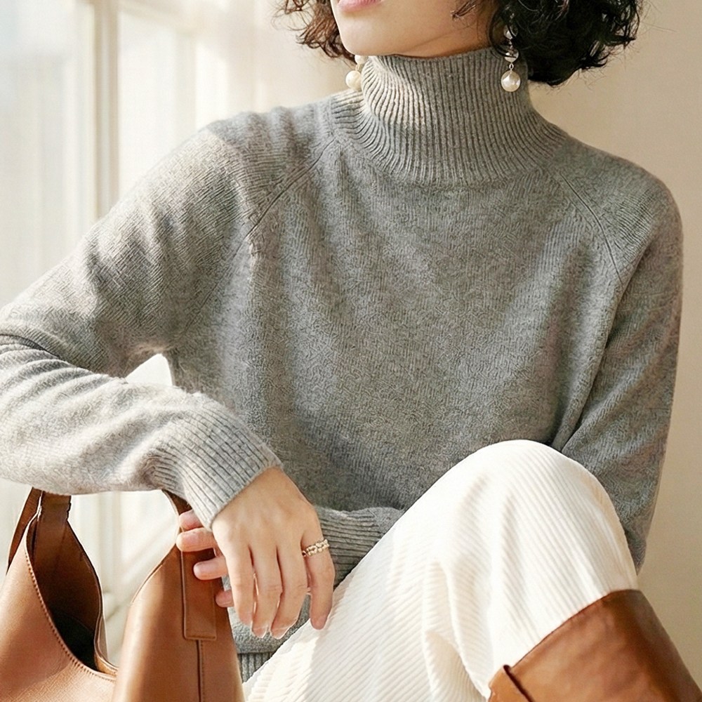 포씨 여성 초봄 니트 터틀넥 루즈핏 긴팔 목폴라 부드러운 레글런니트티 19,800원