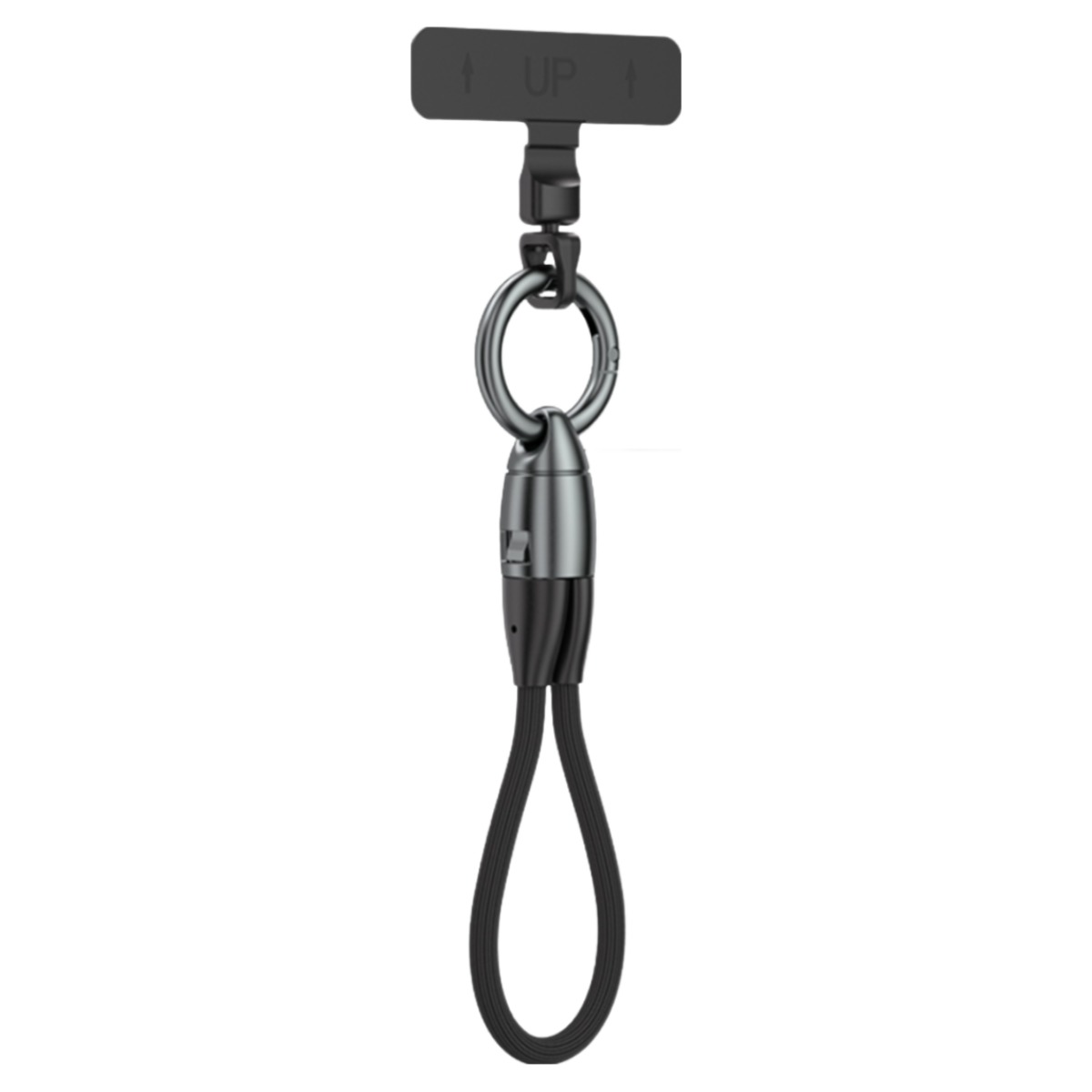 휴대폰 스트랩 충전 케이블 USB C 키체인 고속충전 분실방지 목걸이 손목 가방 연결 휴대용 비상 충전선 외출용 짧은 케이블, 1세트, 메탈블랙, 14cm 7,900원