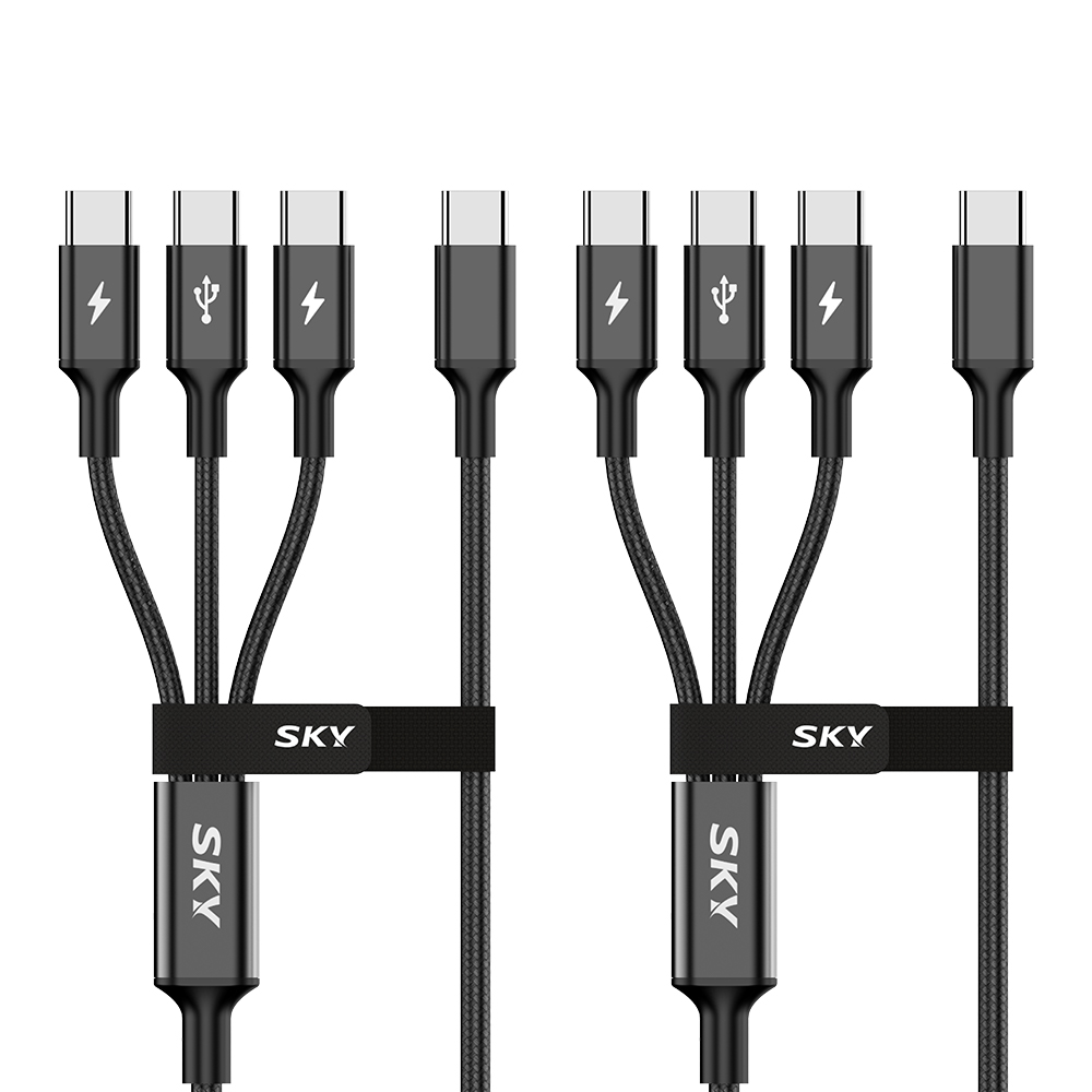 SKY 비트 60W 3in1 C to C타입 고강도 패브릭 멀티 고속 충전 메탈 케이블, 120cm, 블랙, 2개 12,920원