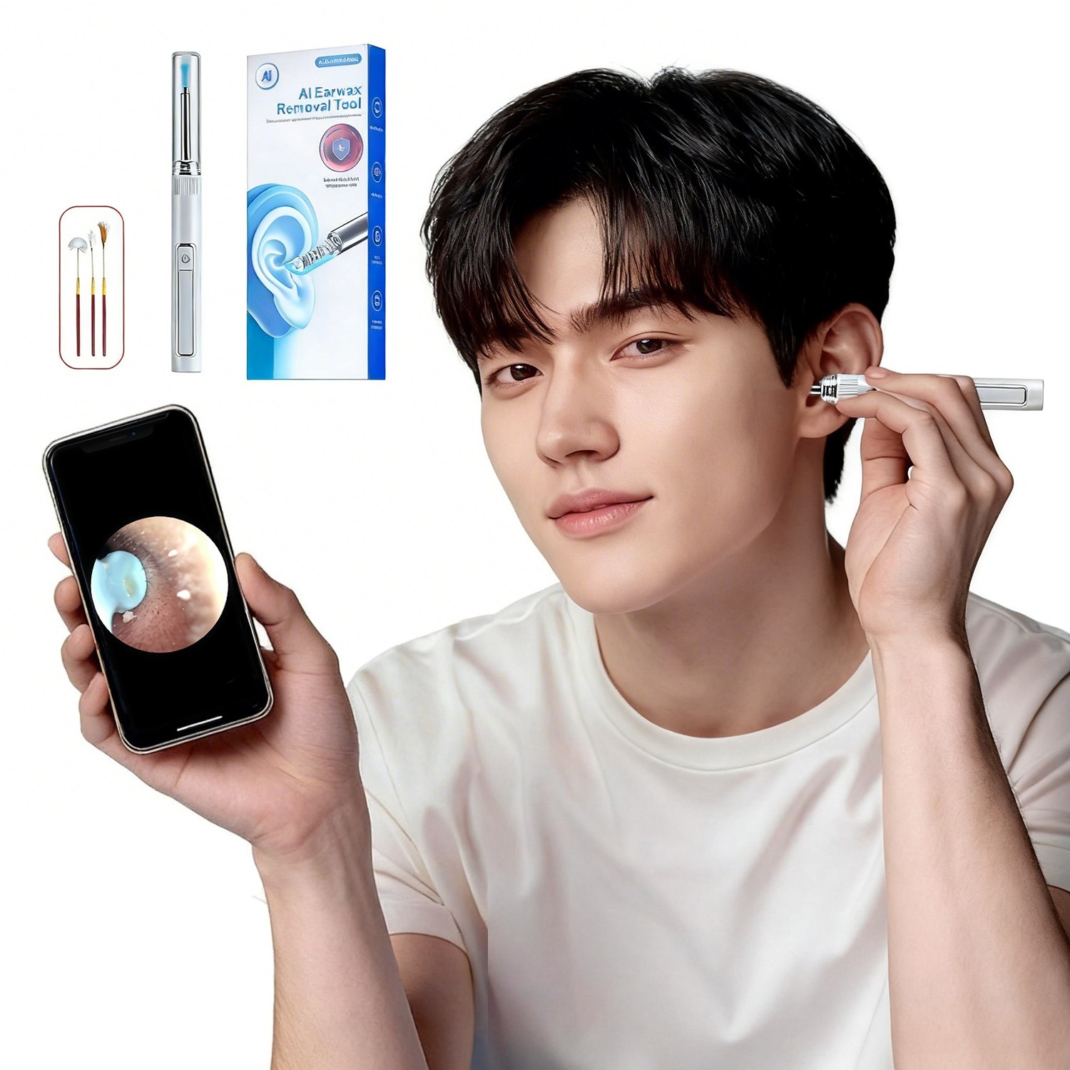 스마트폰 LED 내시경 귀이개 2000만 화소 초고화질 + 추가 귀이개 3개, 1개, 1개입 19,450원