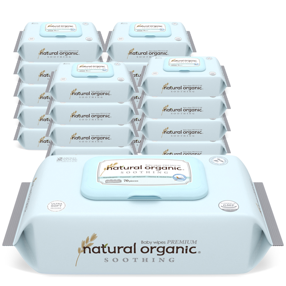 네츄럴오가닉 수딩 프리미엄 엠보싱 아기물티슈 캡형, 70g, 70매, 20개 41,470원