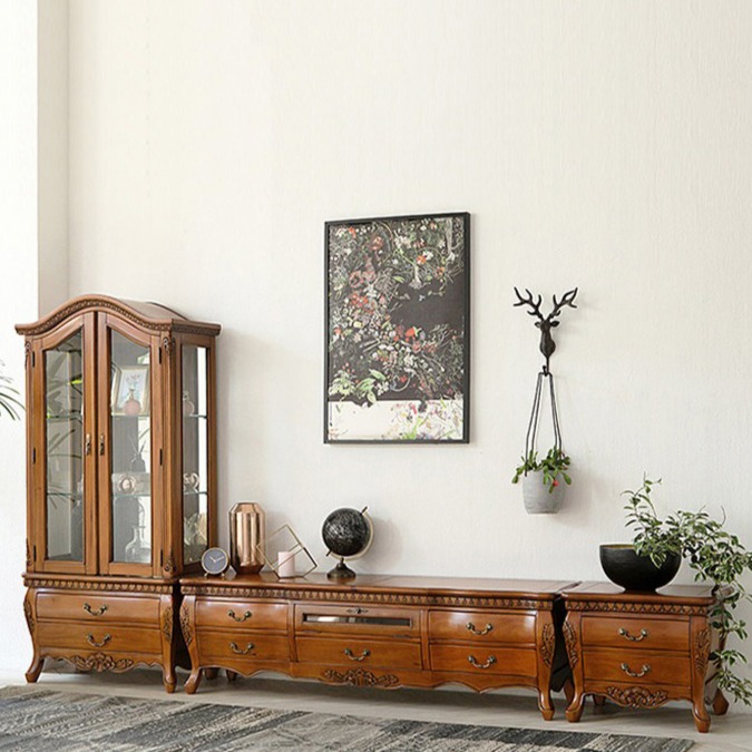 유캐슬 제우스 거실장 + 협탁 + 장식장 세트 방문설치, 엔틱 1,080,000원