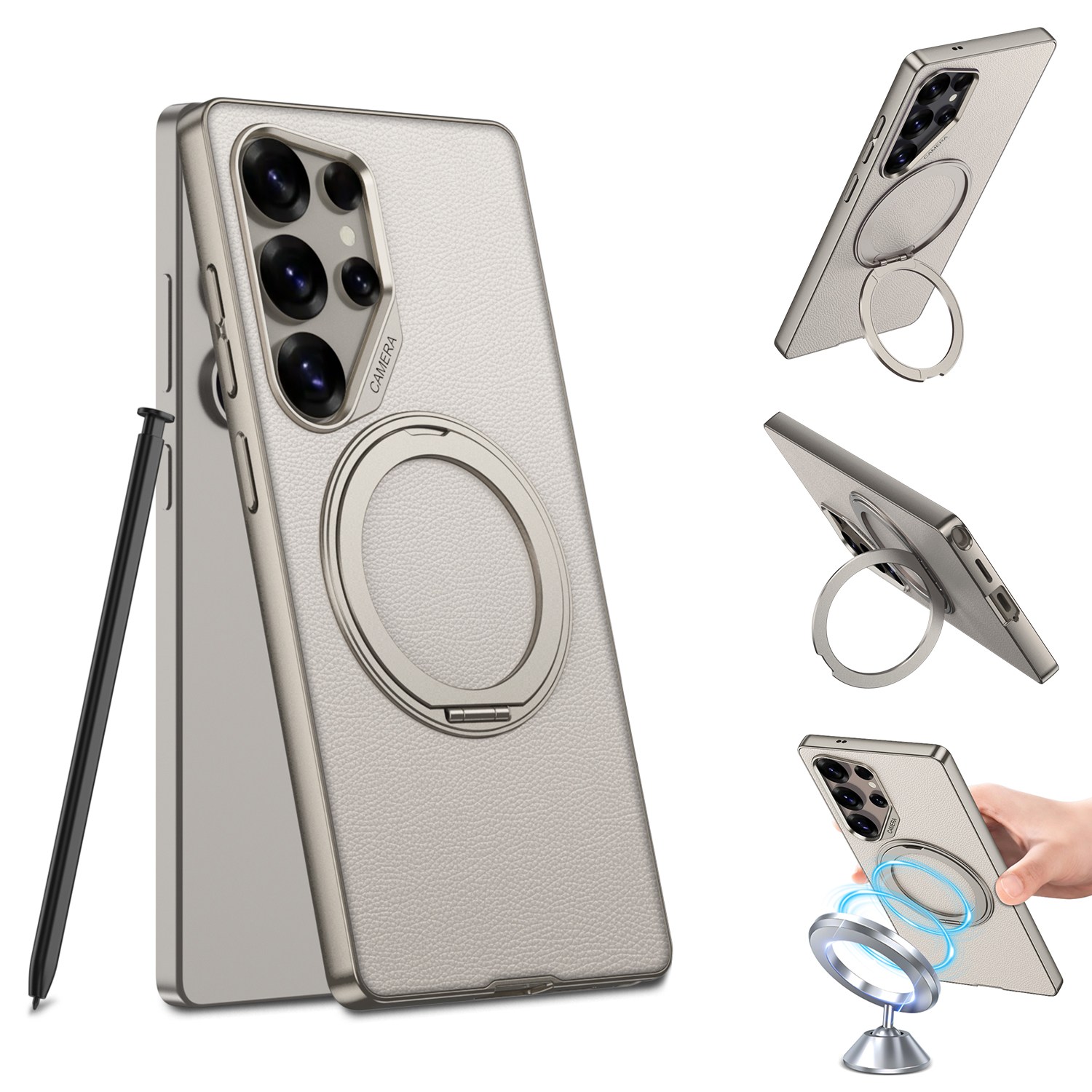 소원테크 갤럭시 s25 울트라 맥세이프 360도 회전 거치대  카메라 렌즈 보호 가죽 케이스 21,900원