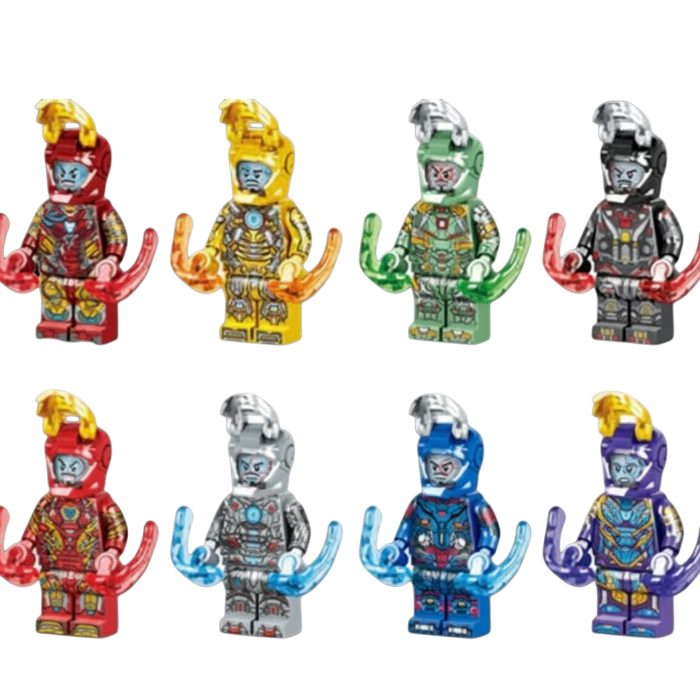 아이언맨 호환블록 브릭미니피규어 8종 세트 시리즈 마블 슈퍼히어로 베스트 풀컬렉션 취미/수집/장식/컬렉션용 커스텀 호환 블록피겨, 1개, 03. 아이언맨 8종 세트 VER.D(로켓) 21,000원