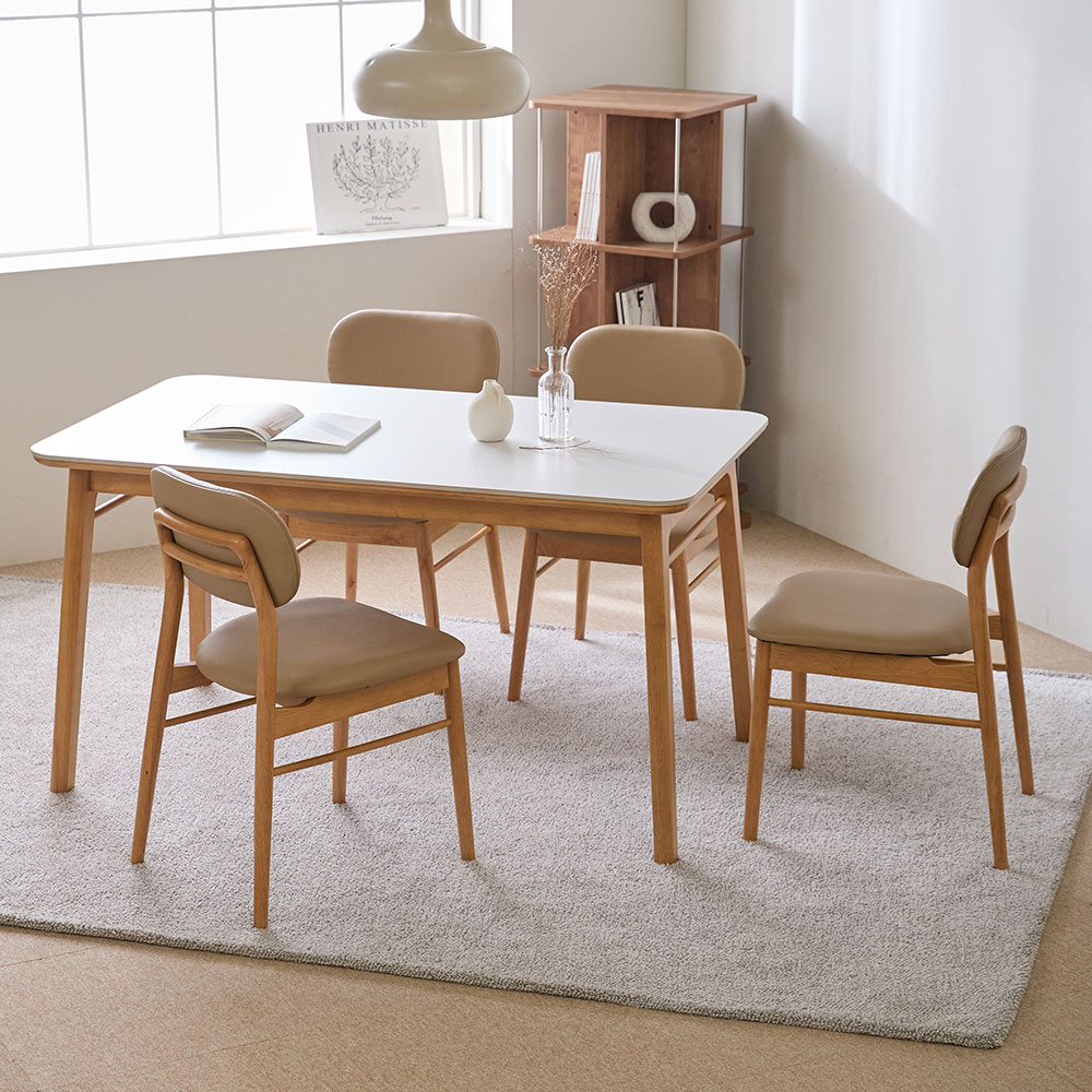 파로마 조앤 세라믹 원목식탁 의자 세트 4인용 1400 (의자4), 상세 설명 참조, 옵션선택:내추럴화이트 의자 세트 699,000원