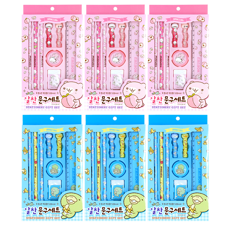 모쿠쿠 알찬 문구세트 2종 x 6p 세트, 핑크, 블루, 1세트 18,170원