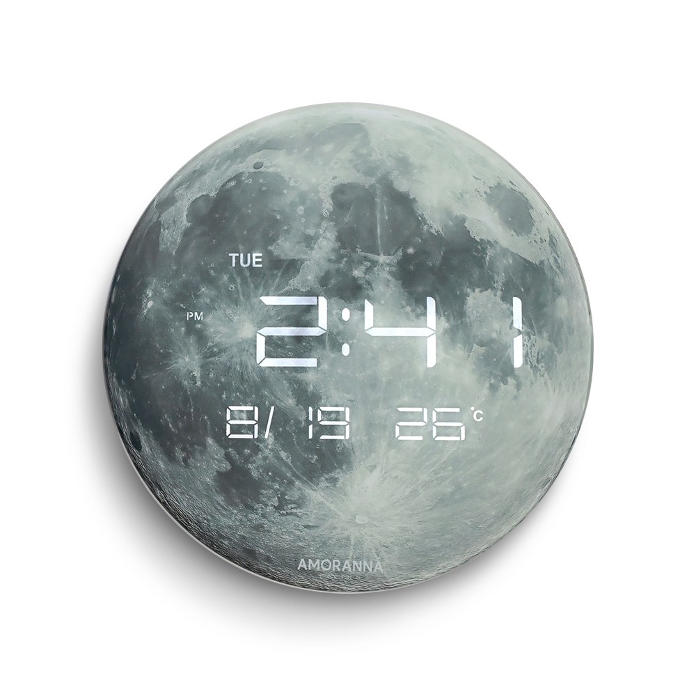 아모란나 무소음 LED 슈퍼문 벽시계 인테리어 효과 오리지널 달표면 Moon 벽시계 집들이선물, LED 32cm 기본 1미터 + 3미터 연장선 39,900원