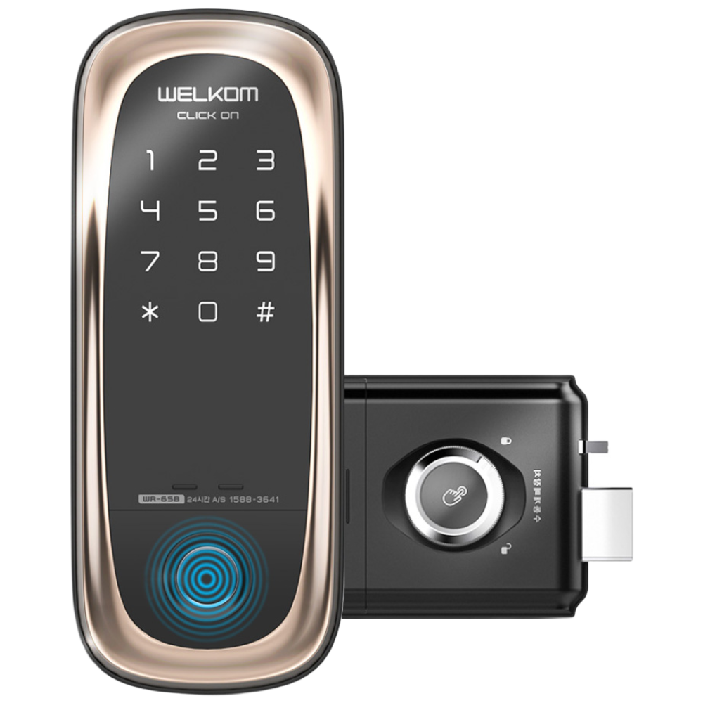 솔리티 웰콤 클릭온 지문인식+번호키 블루투스(옵션) 0초즉시잠금 지문인증 0.9초 빠르고 정확한 인증 지문100개 허수기능 음량무음가능 내부강제잠금 현관문 디지털도어락 도어록, 웰콤 클릭온, 고객직접설치 102,800원