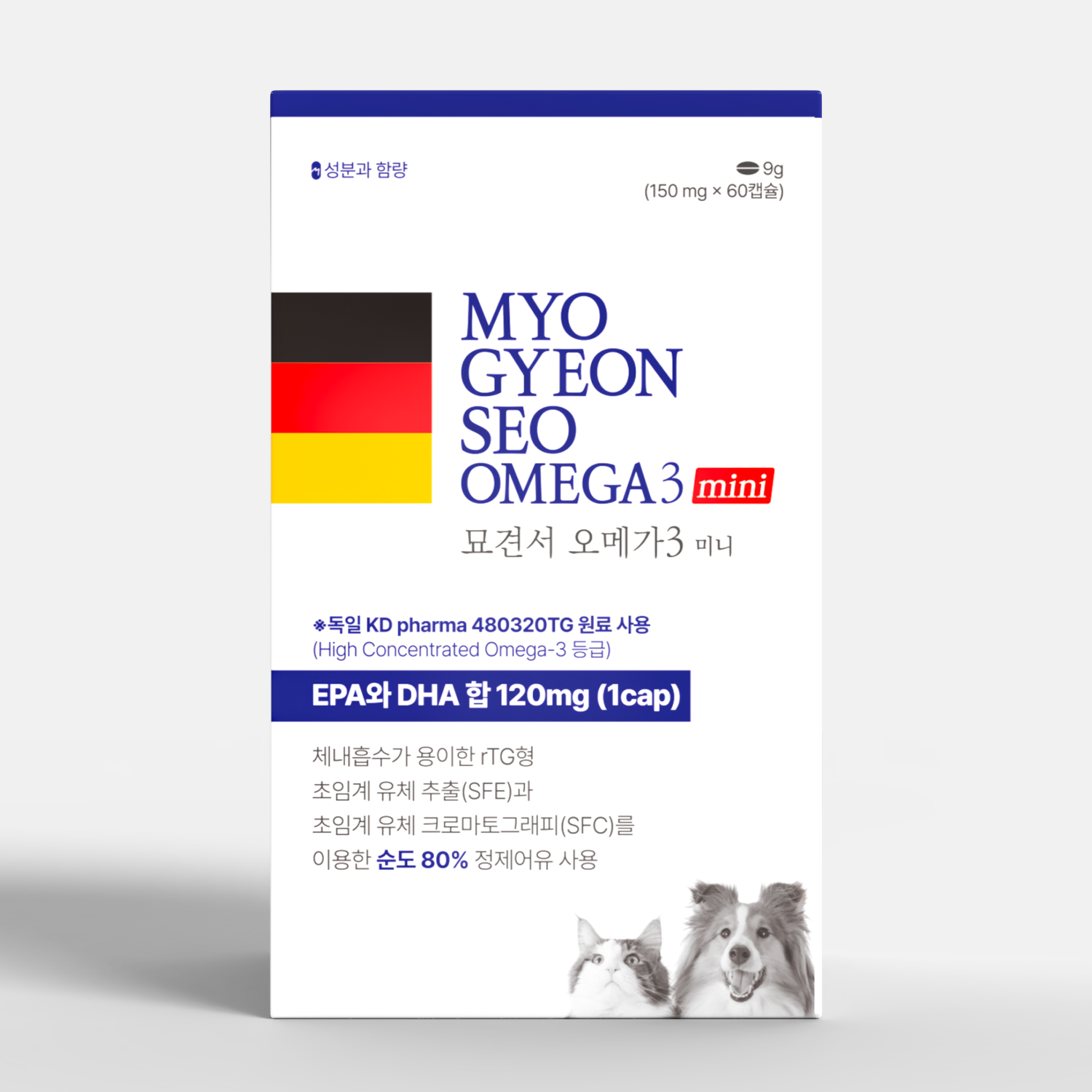 묘견서 강아지 고양이 오메가3 미니 3oval, 60캡슐 (2개월분) 순도 80% KDpharma 독일 원료 12,800원