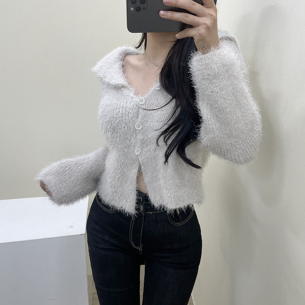 VANANA2 여성 여리핏 새일러 카라 앙고라 크롭 가디건 2color 23,170원