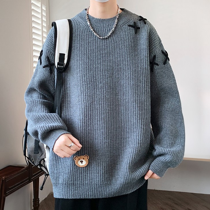 킹앤조이 엑스 스티치 베어 루즈핏 니트 스웨터 57,800원