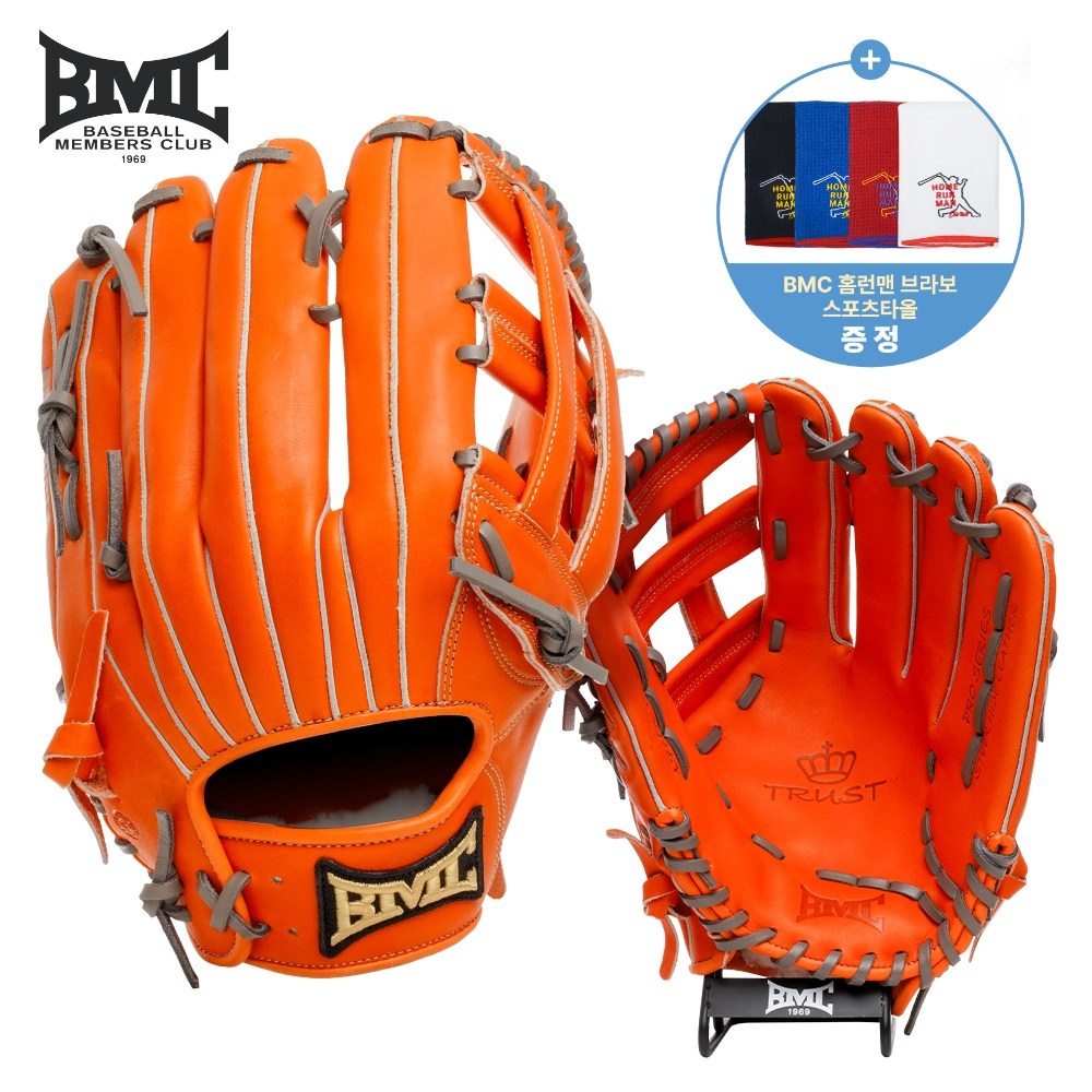 BMC 비엠씨 26년 트러스트 외야글러브 TRU7 US스티어하이드 12.75인치 스포츠타올 증정, 로얄블루/레드(우투), 1개 219,000원