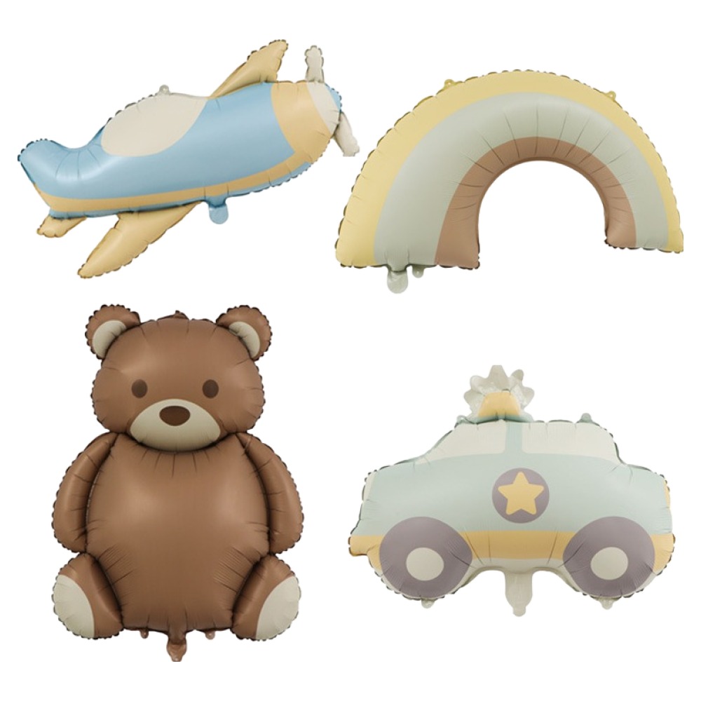 코히모 곰돌이 + 자동차 + 비행기 + 무지개 파티 풍선 세트 5W0362, 1세트, 혼합색상 7,500원