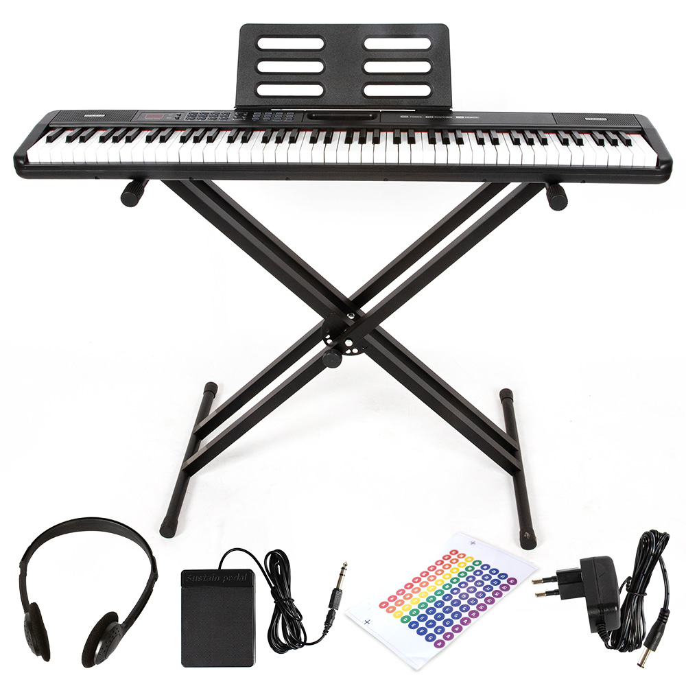 디에스뮤직 교습 입문용 88건반 전자 디지털 피아노 + 스탠드 + 서스테인 페달 + 계이름 스티커 세트, 블랙, 1개 159,700원