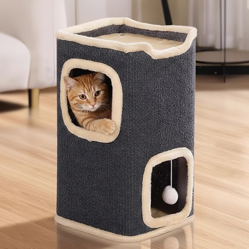 인생소품 고양이숨숨집 사방 스크래쳐 튼튼한 사계절용 고양이집, 1개, 그레이 31,900원