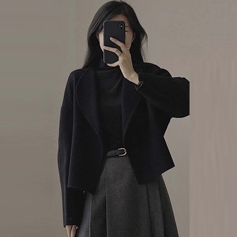 TIMEPURE 여성 숏 모직 코트 캐주얼 자켓 상의 루즈핏 도톰한 양면 고급 모직 코트 소프트 촉감 따뜻함 유지 용도 코디 33,900원