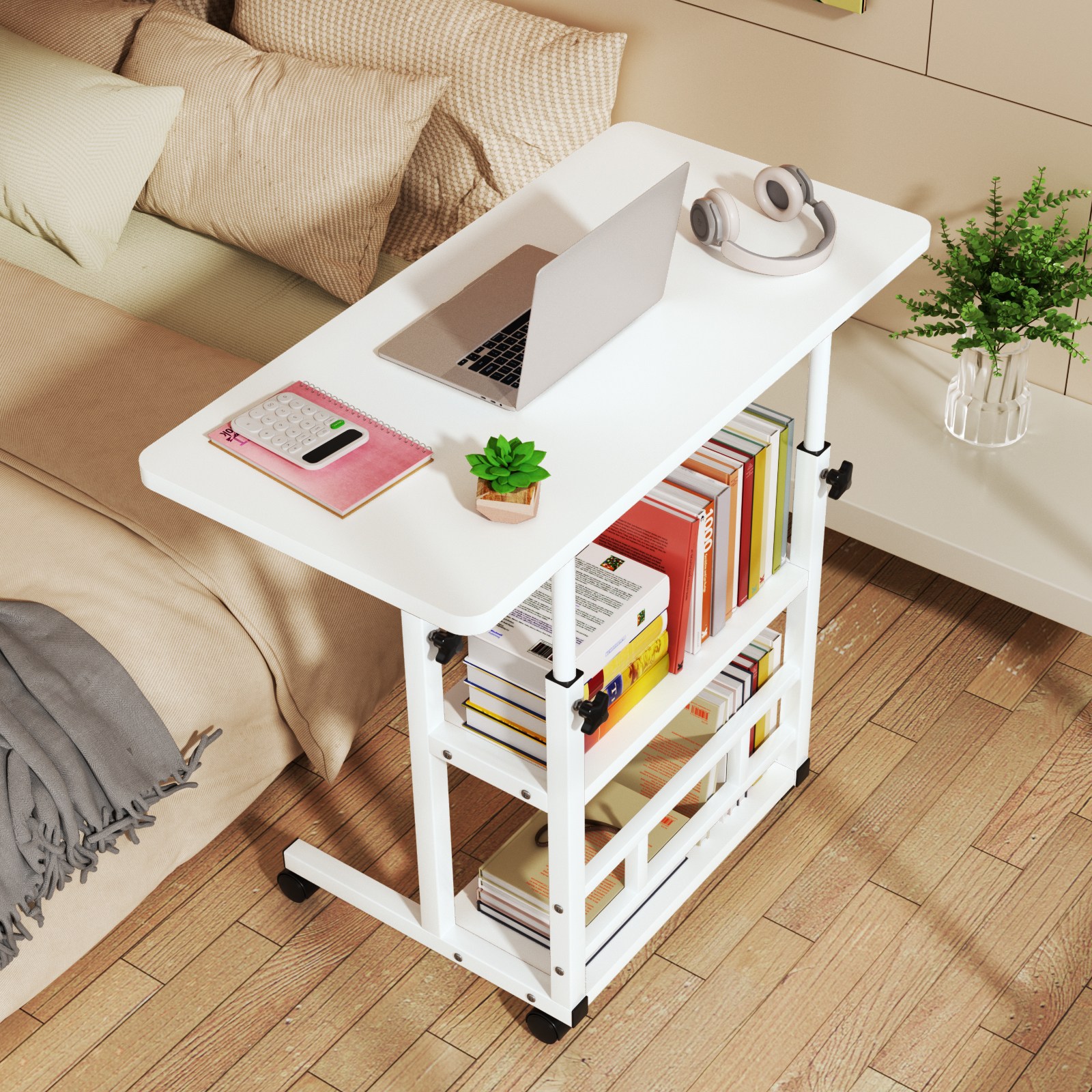 kipnos 높이조절 이동식 3단 이동식침대테이블 사이드테이블 쇼파테이블 보조테이블 쇼파사이드테이블 미니테이블 티테이블 커피테이블, 화이트 75,000원