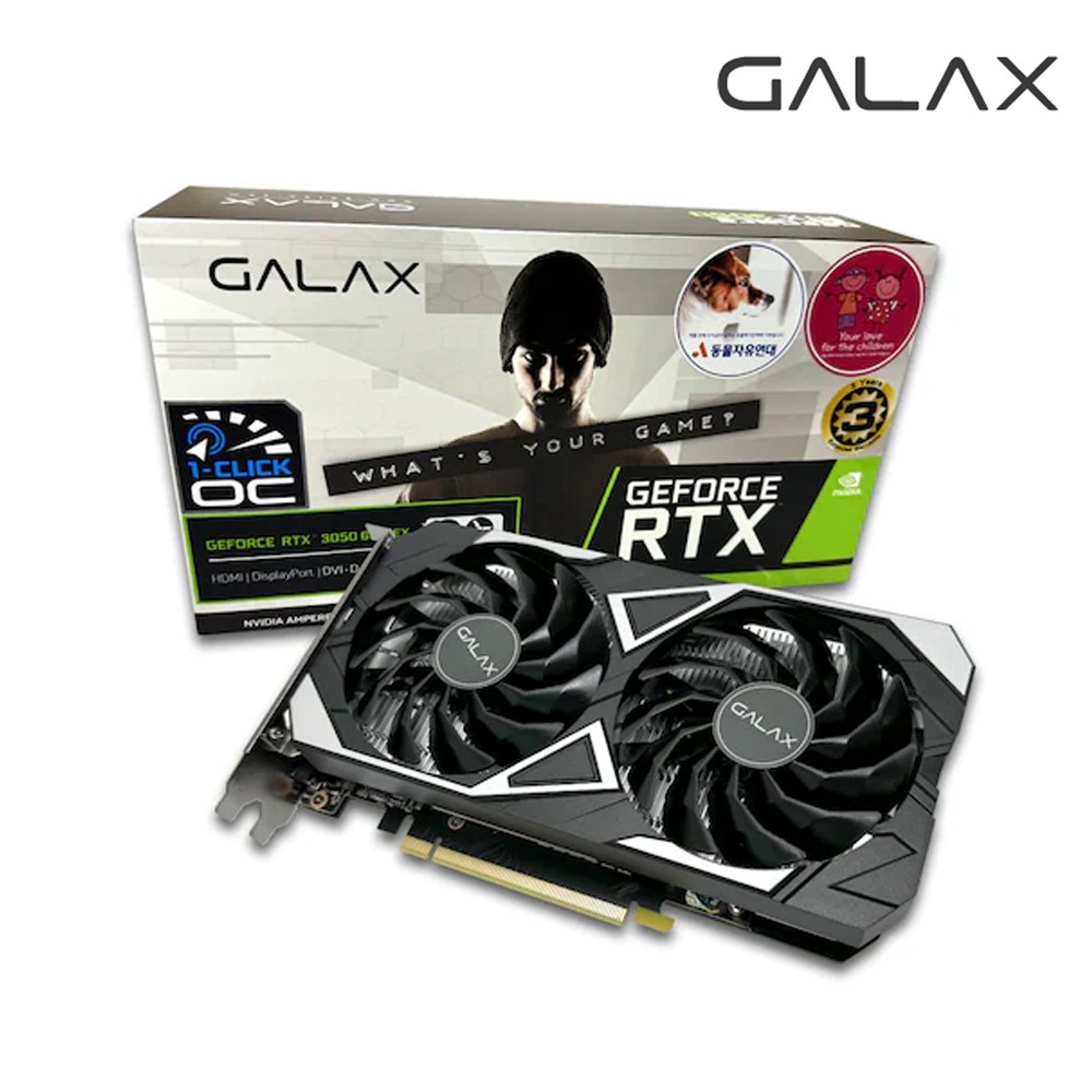 갤럭시 GALAX 지포스 RTX 3050 EX BLACK D6 6GB DVI 392,000원