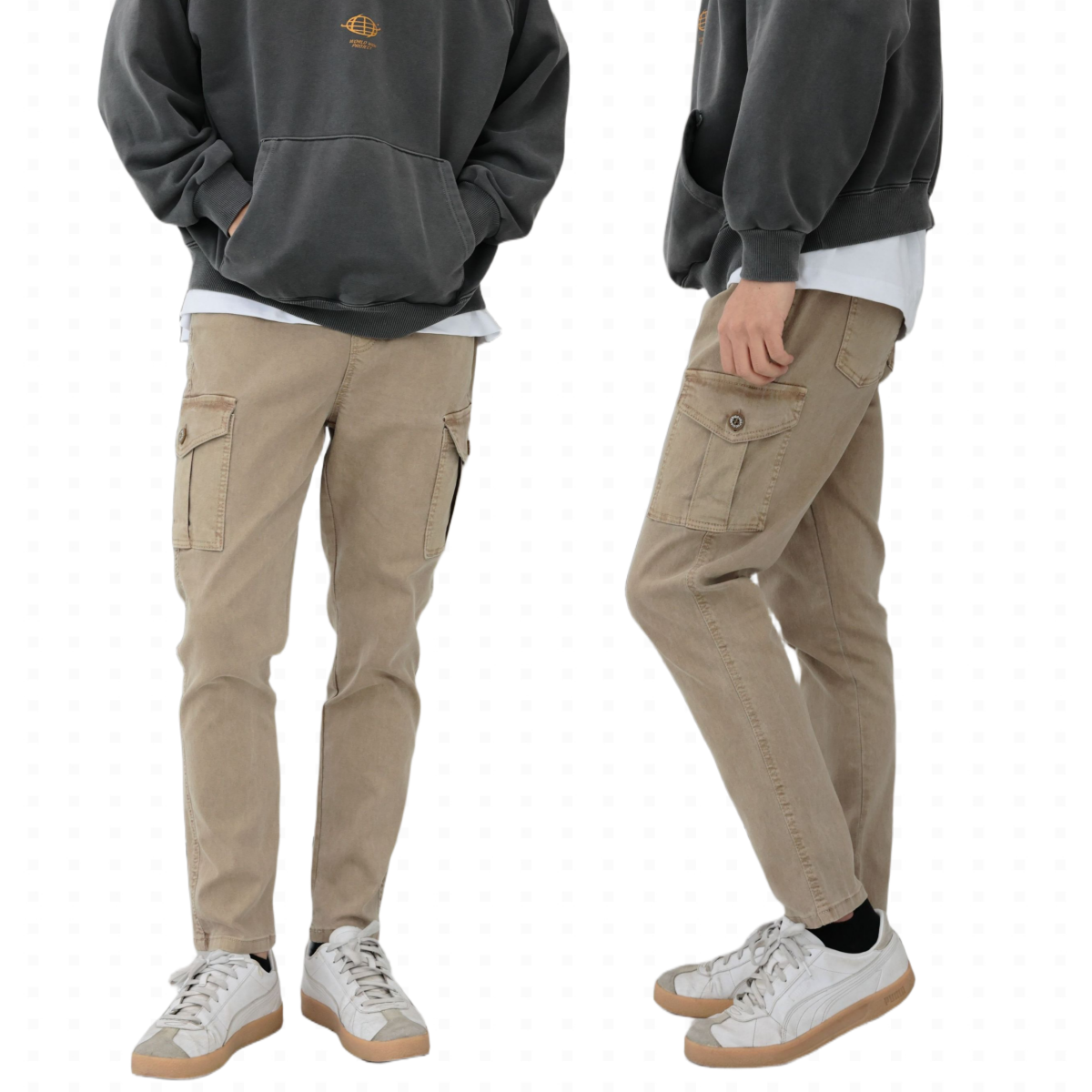 남자 테이퍼드핏 바지 피그먼트 밴딩 스판 카고 팬츠 35,800원