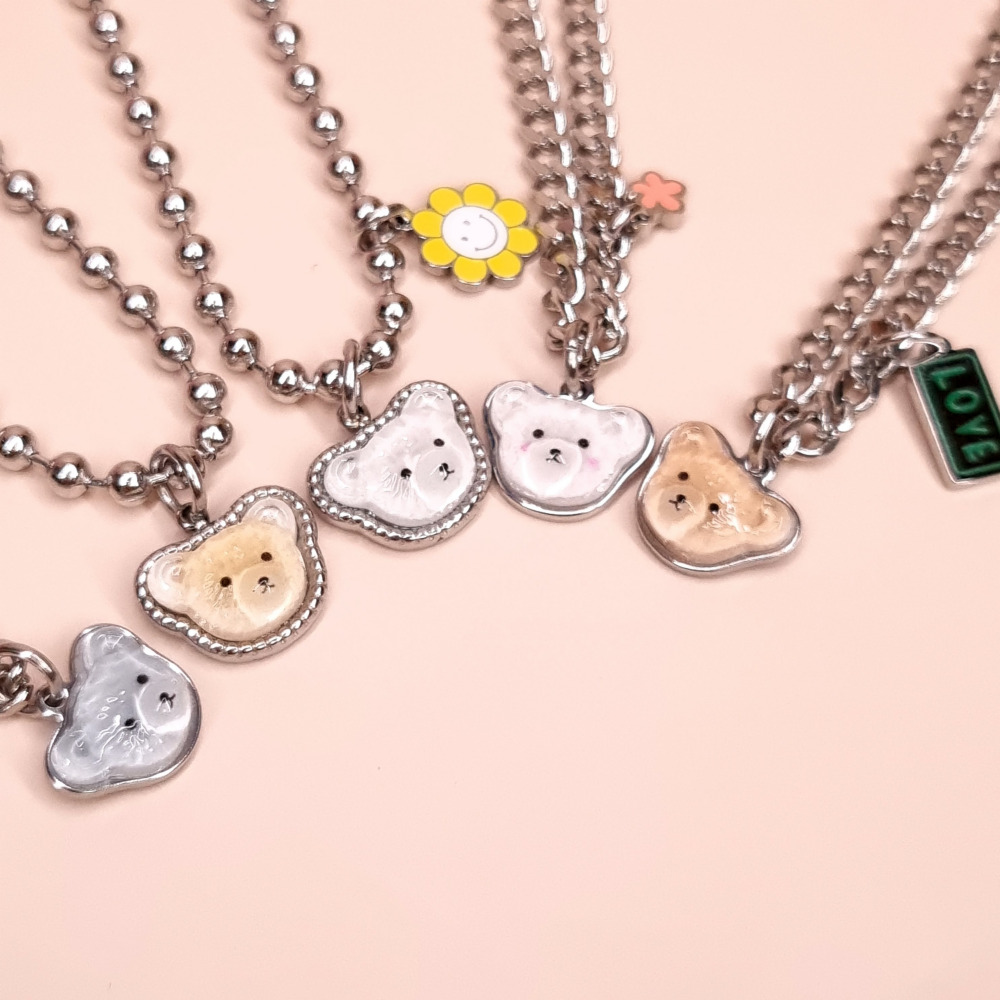 KC인증 무료각인 써지컬 미아방지 팔찌 목걸이 곰돌 아기, 2.도트흰색, 1개 16,900원