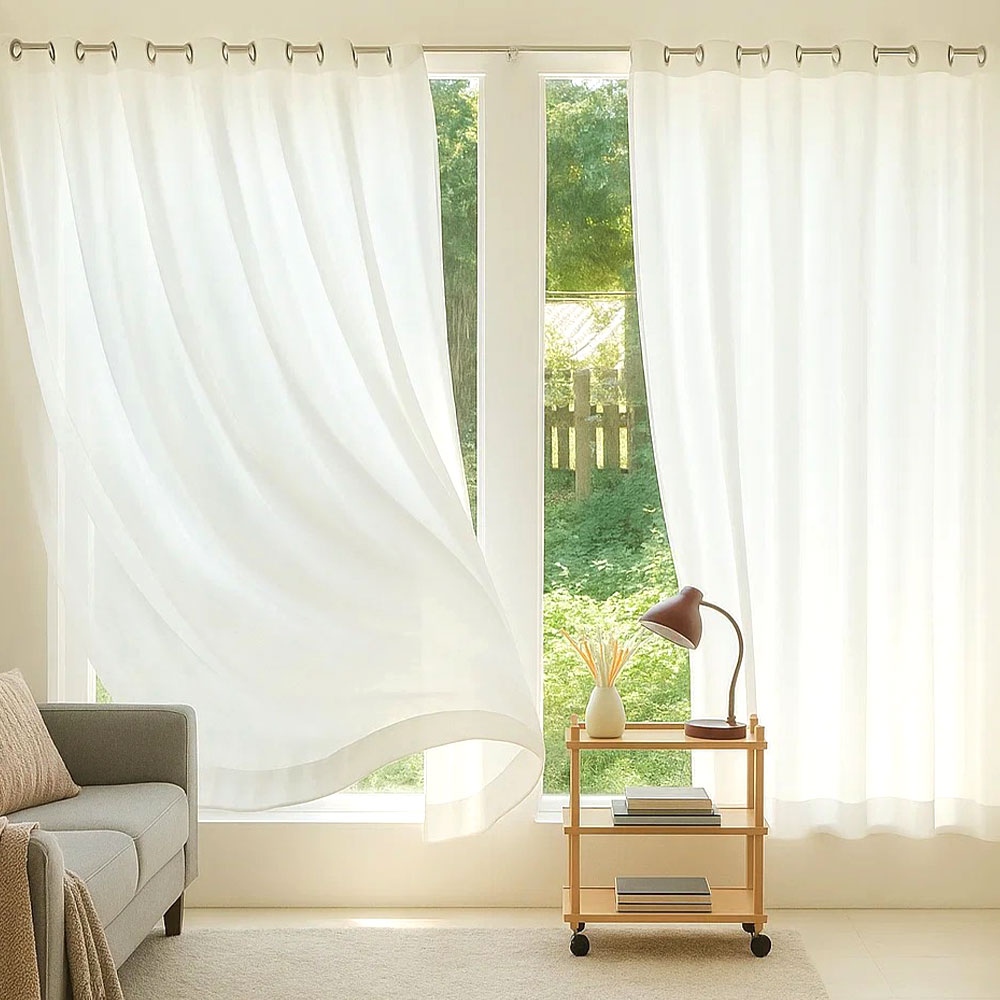 데시뉴 퓨어 쉬폰커튼 아일렛형 + 커튼끈 세트 42,900원