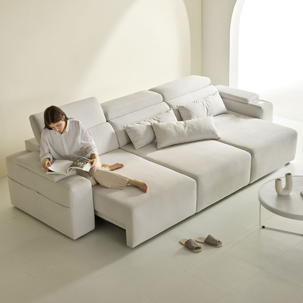 까르엠가구 4인용 타이보텍스 우퍼형 모션 소파 2세대 리클라이너 슬라이딩 패브릭 쇼파 C_223 1,980,000원