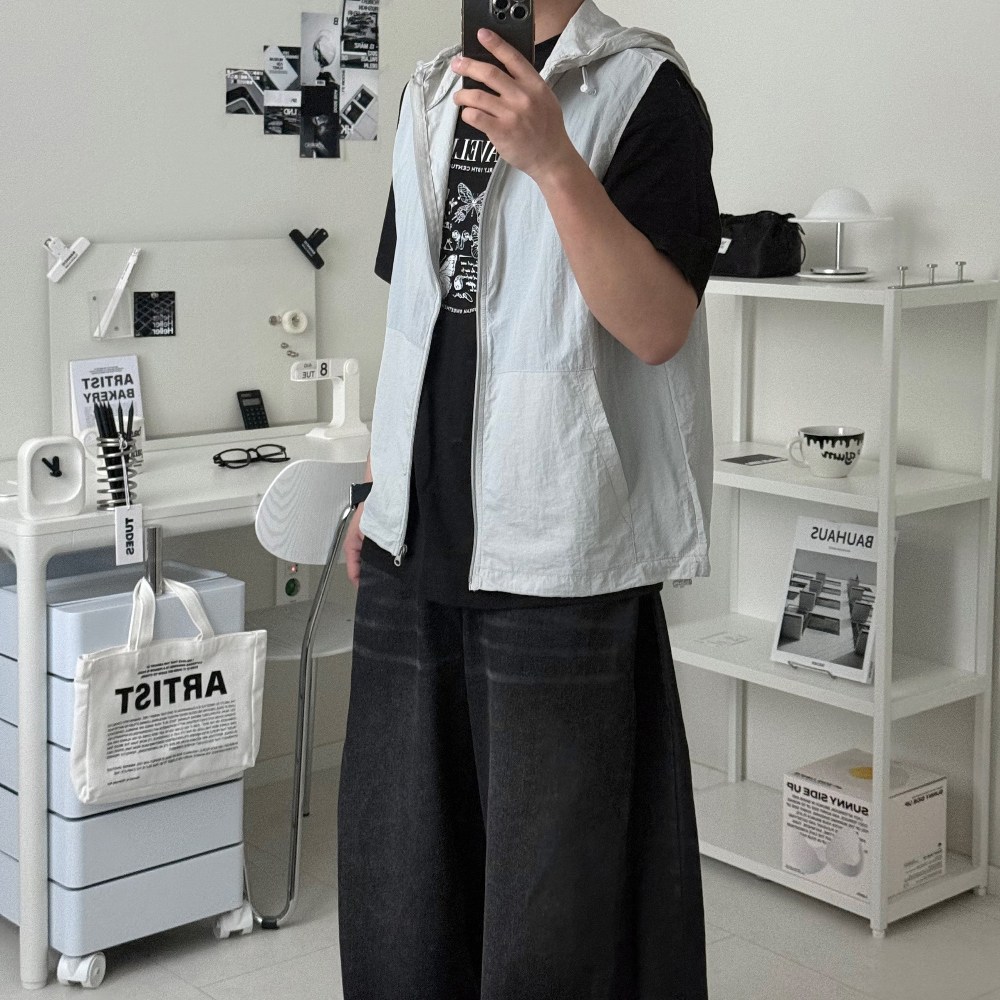 르위 경량 조끼 바람막이 베스트 후드 남녀공용 28,000원