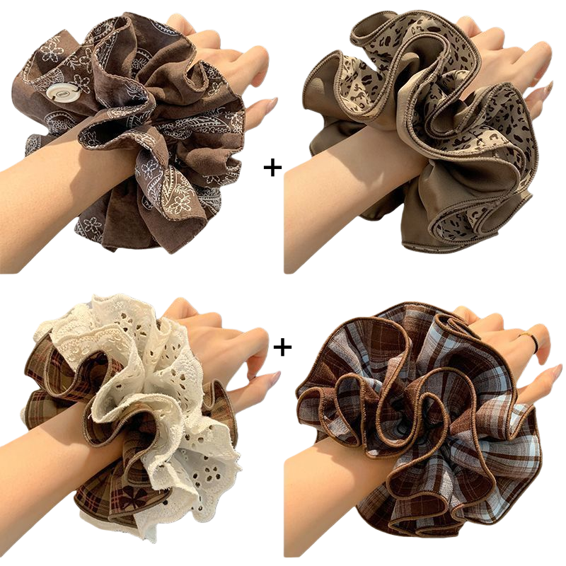 Makone 여성 체크 펀칭 레이스 곱창 머리끈 헤어밴드 16,900원