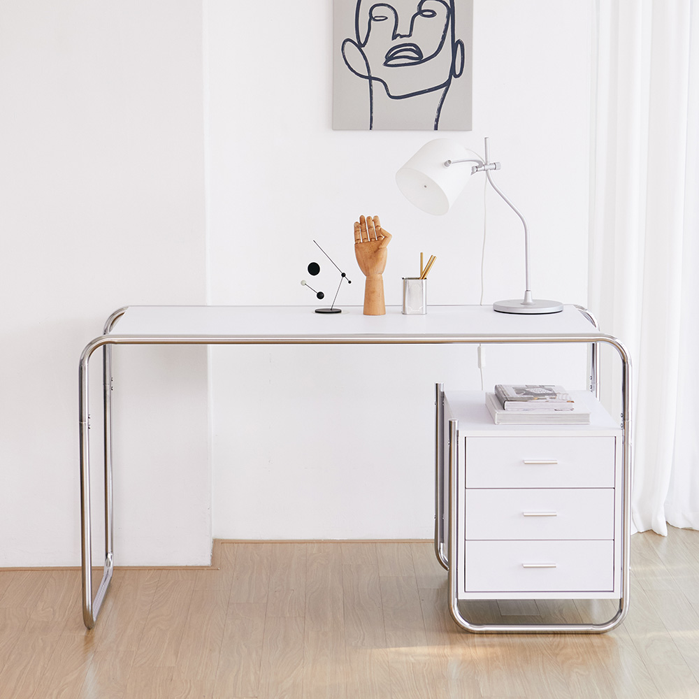 베스트리빙  미드센츄리 모던 크롬 책상 테이블 서랍형 2size / 2colors 299,000원