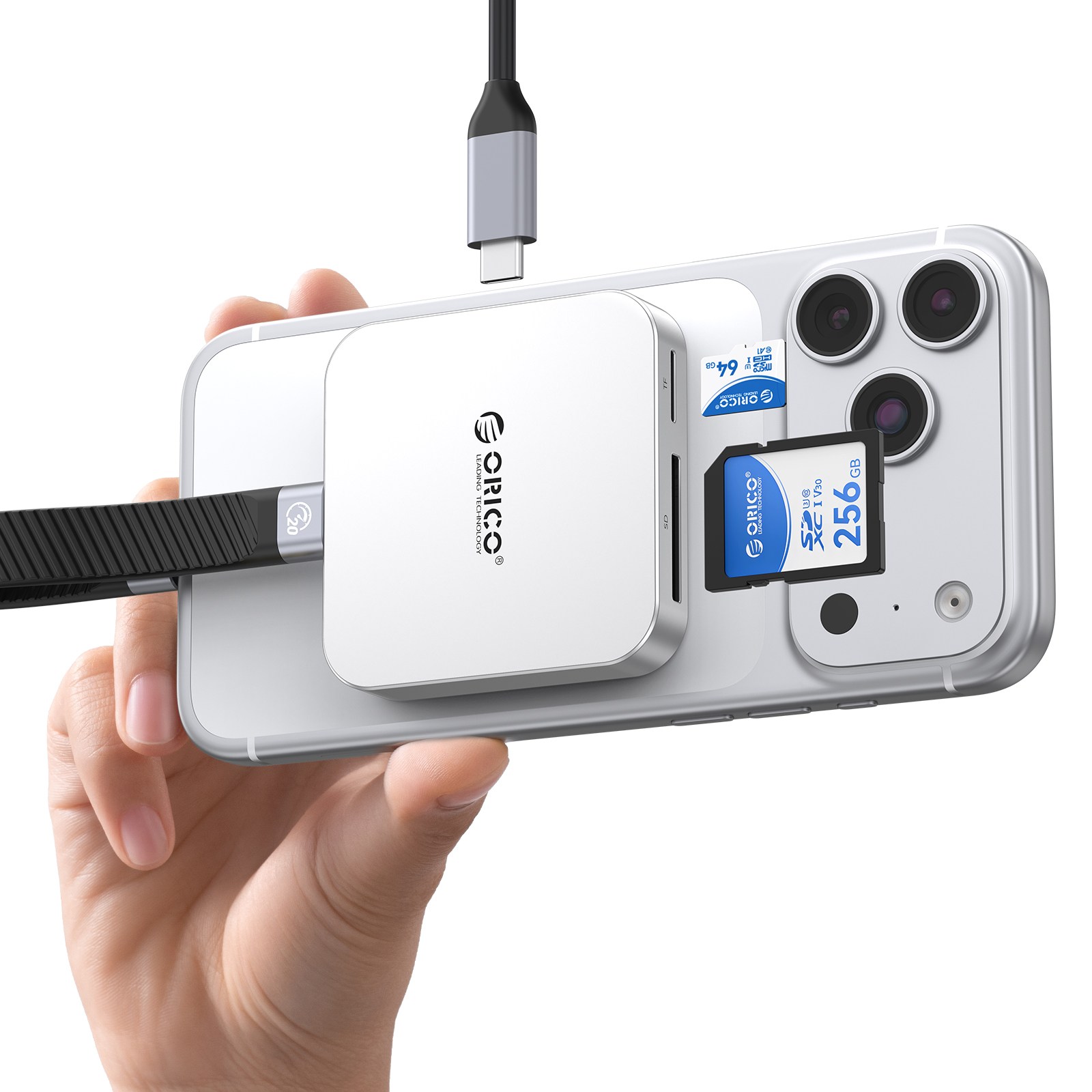 오리코 C타입 3 in 1 5Gbps SD/TF3.0 카드 슬롯 PD100W 카드 리더기 Air5, 실버, 1개, Air5 35,980원