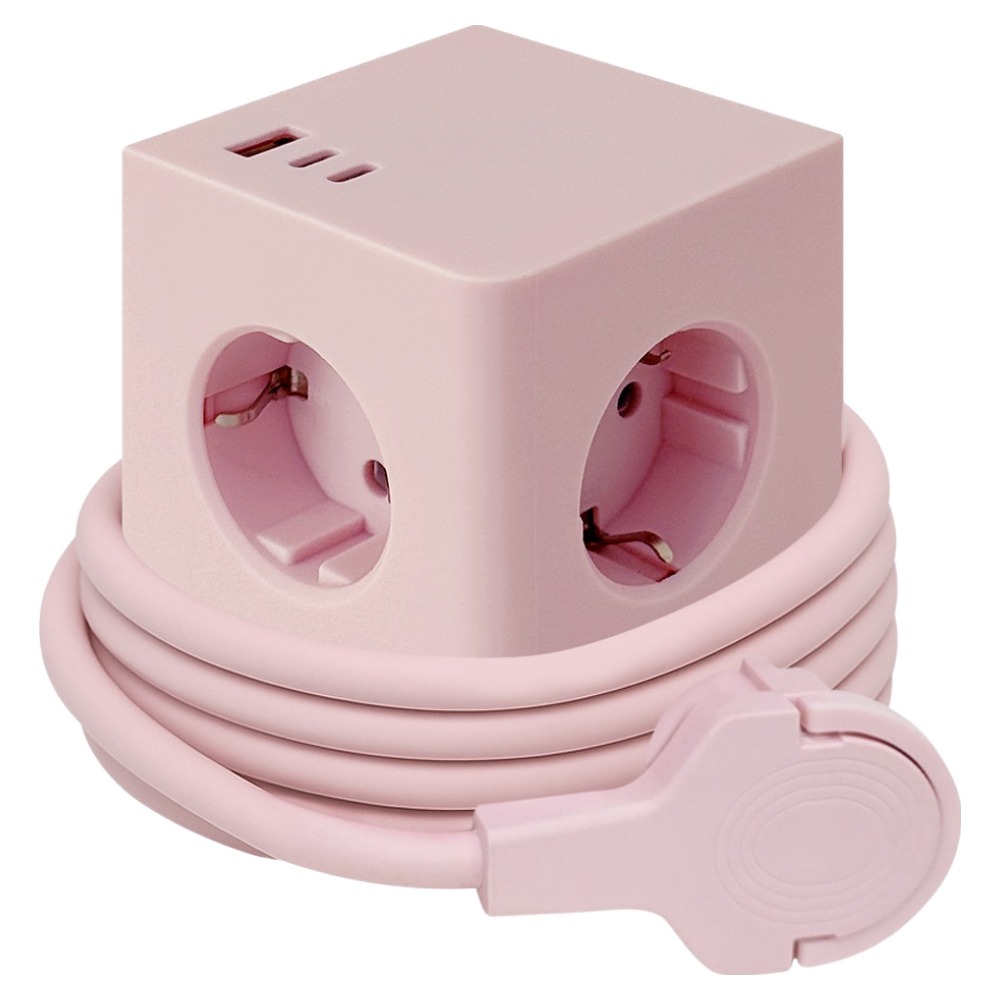 원스탑 제로갭 납작 큐브 고용량 USB C 고속충전 멀티탭 4000W, 1개, 파스텔핑크, 1.8m 29,400원