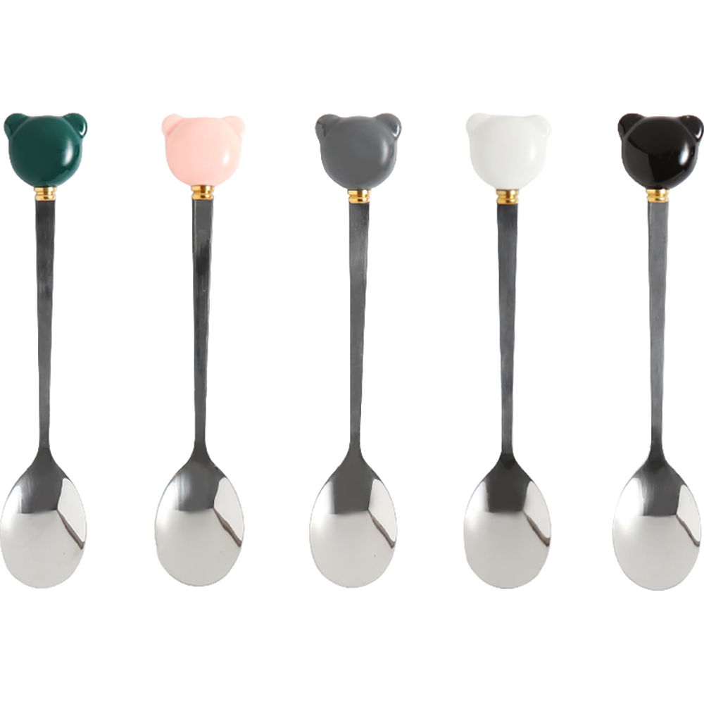 모다키친 세라믹그립 곰돌이 티스푼 5종 세트, 1세트, 화이트 + 핑크 + 그린 + 그레이 + 블랙 8,200원