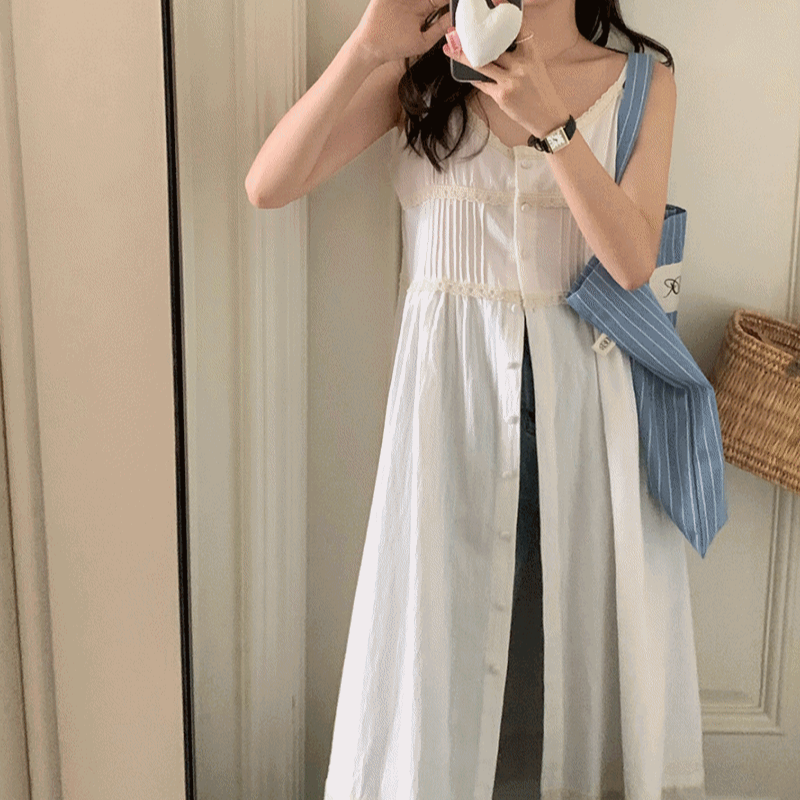 스테디 나시 롱 원피스 레이어드원피스 레이스 뷔스티에 빅사이즈 여름 롱원피스 여성 30,990원