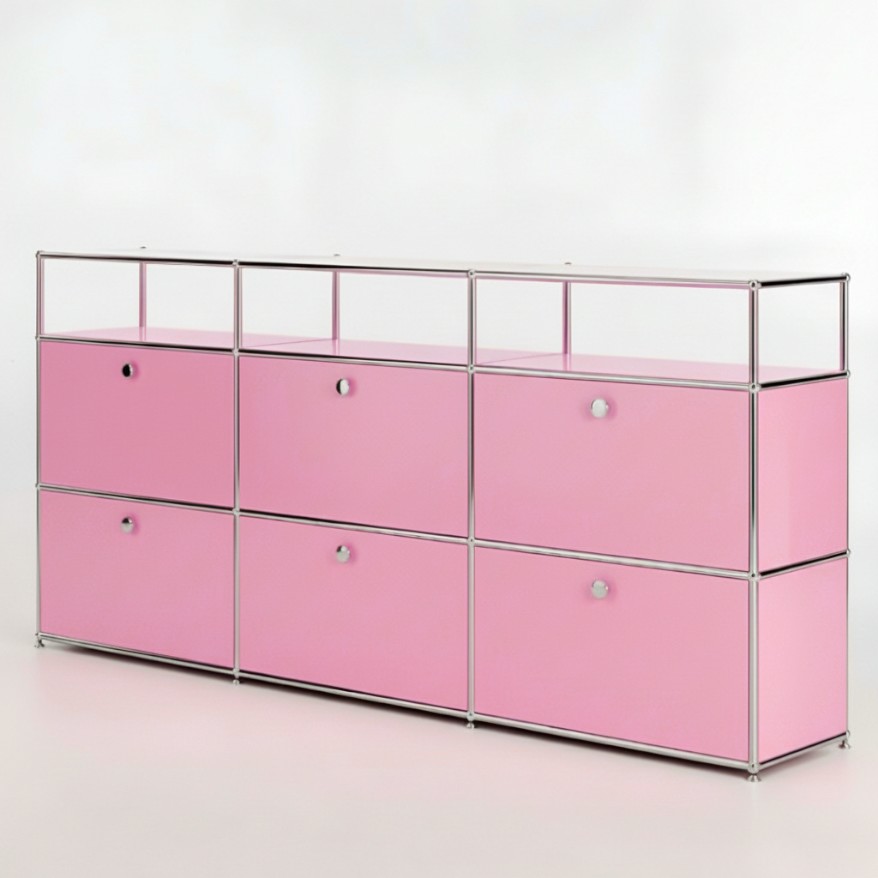 미드퍼 하이 트리플 철제 미드센츄리 모듈 수납장 2250x400x990, 2단, 핑크 1,210,000원