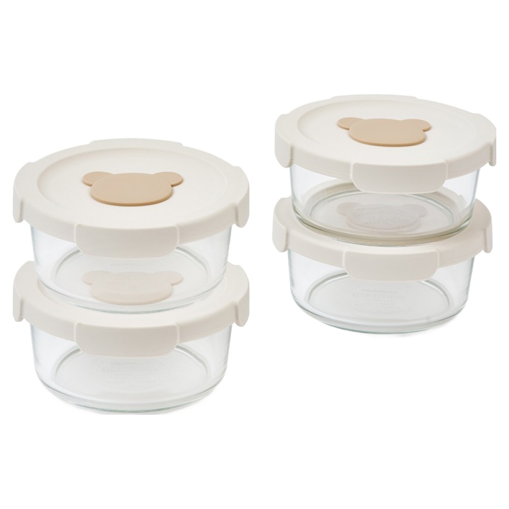 글라스락 베이비 곰돌이캡 원형 이유식 보관용기, 420ml, 단일색상, 4개 26,600원