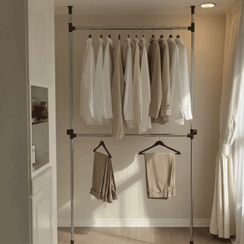 네버스텐 무타공 국산 2단 800 기둥식 천장고정 스텐행거 옷걸이, 메탈,블랙 39,000원