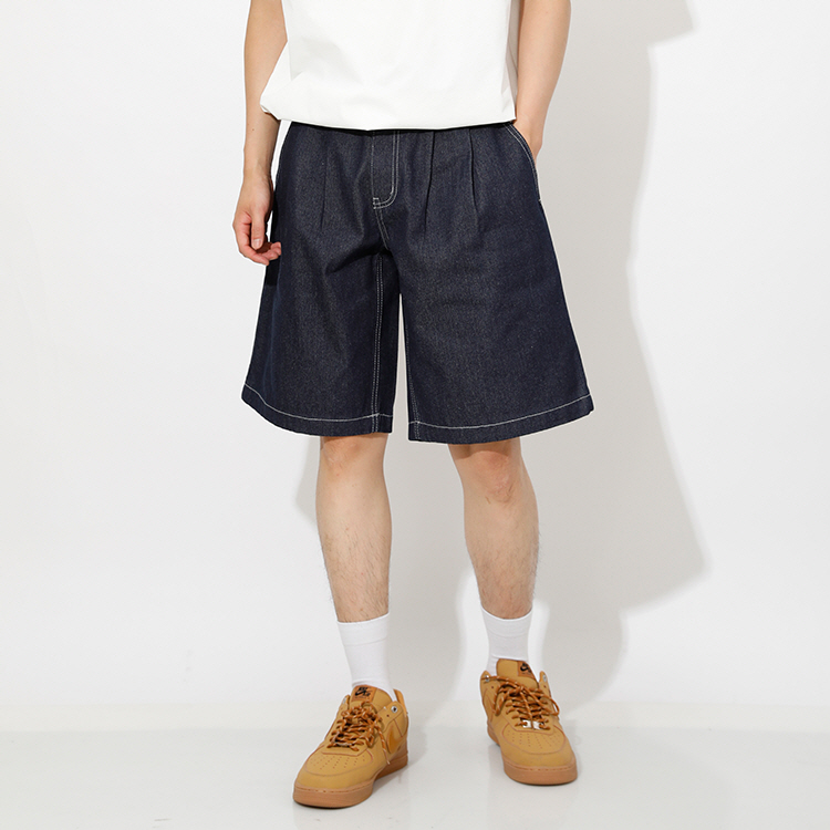 해리슨 남녀공용 더블 핀턱 뒷밴딩 버뮤다 데님 팬츠 6001 SHQ1005, 현재가 25,800원