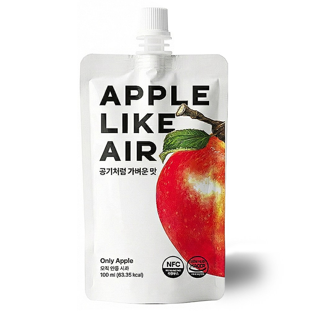 [안동시 공식 마크] 100% 사과즙 무첨가 제로슈거 간편 파우치, 1박스, 15팩, 100ml 10,000원