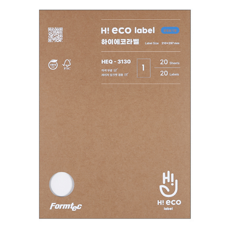 폼텍 하이에코 분류표기용 라벨지 HEQ-3130, 1칸, 20개 6,100원