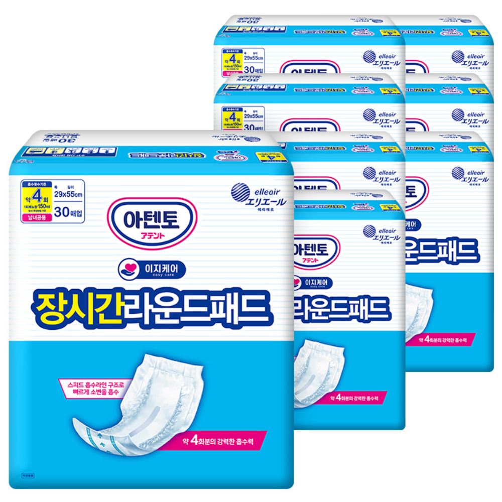 아텐토 이지케어 성인용기저귀 장시간 4회 라운드패드/ 속기저귀, 8개, 30매, FREE(onesize) 69,950원