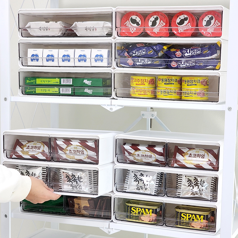 주앤지 다용도 슬라이딩 팬트리 투명창 수납함, 와이드형 2칸, 1개 13,500원