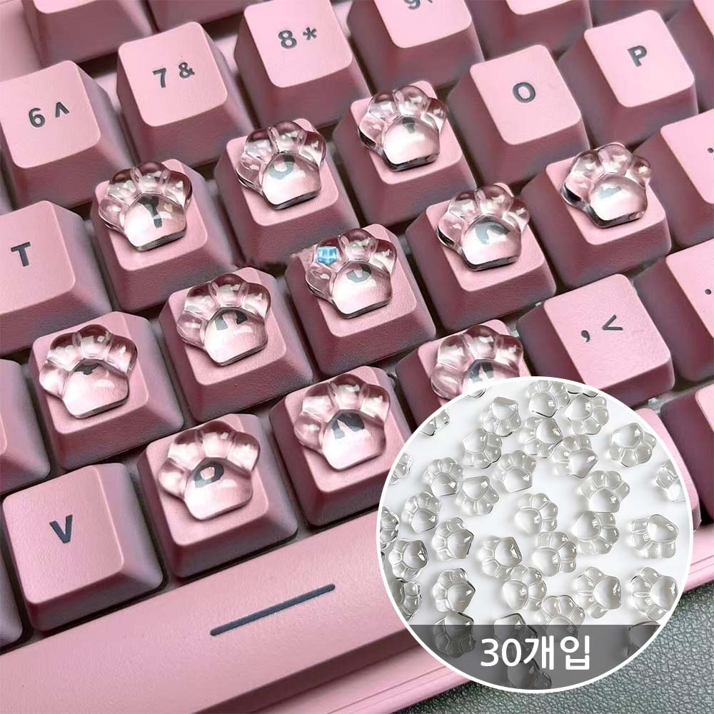 루베이 네일아트 키보드 투명 입체 스티커 고양이발 모양 논슬립 롱네일 보호 키캡 커버 데일리/오피스/네일, 30개, 투명색 9,900원