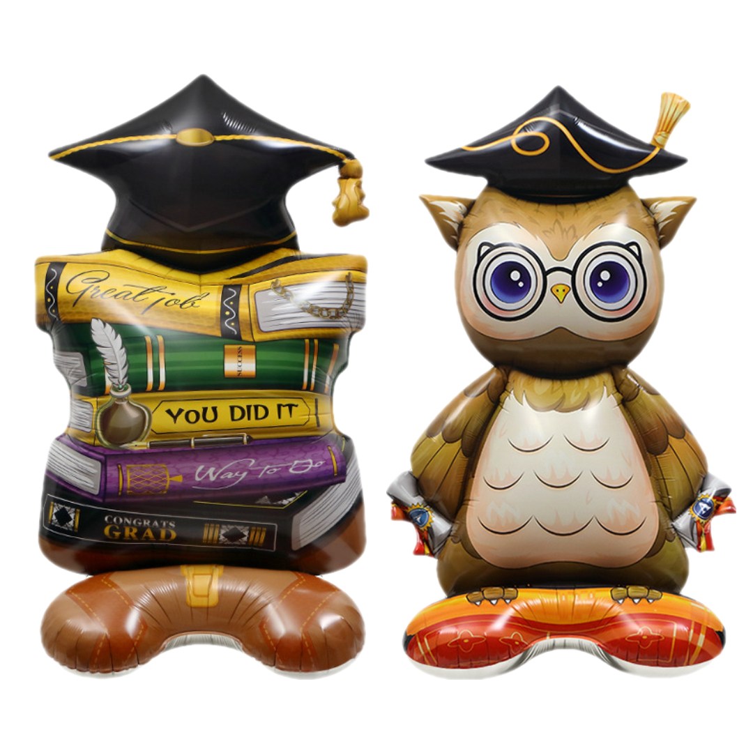 쏙쏙마켓 졸업식 은박풍선 스탠딩에어벌룬 2종 세트, 1세트, 부엉이와 책더미 15,900원
