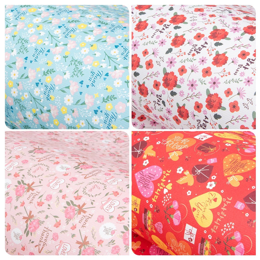 감사의 마음을 담은 카네이션 패턴의 포장지 감사레자크 5장 2,250원