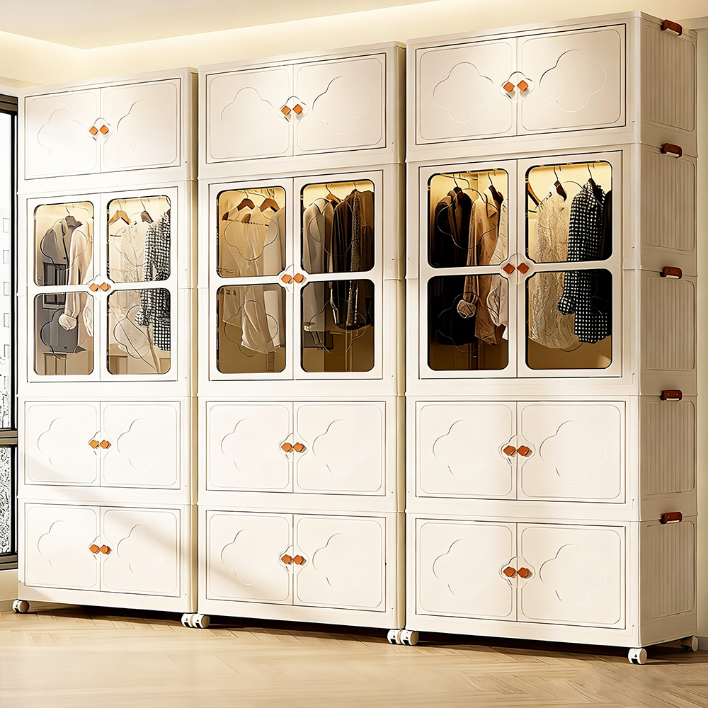 FOWOD 네 잎 클로버 꽃무늬 이동식 폴딩 옷장 수납장 폴딩박스 대용량 다용도 리빙박스 정리함 144,900원