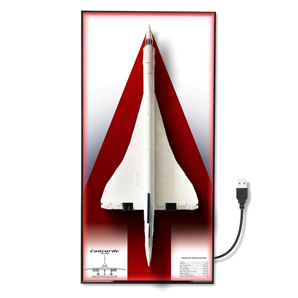 ICUANUTY 레고 테크닉 콩코드 항공기 키트 빌딩 세트 10318용 RGB LED 디스플레이 월보드 - 성인용 수집품 벽 마운트, 가정 또는 사무실 데코, 그라데이션 색상 434,100원