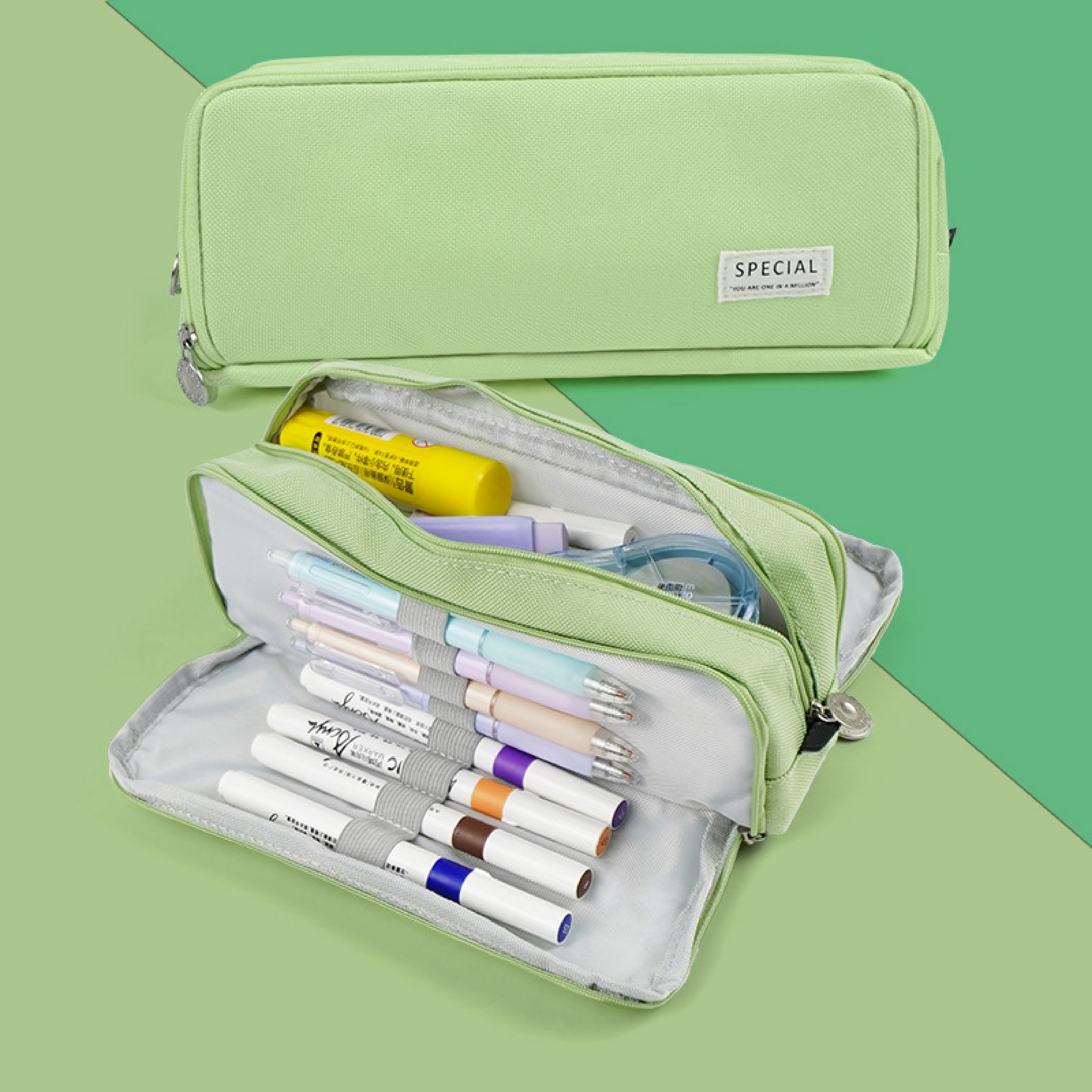 마카롱 더블 윈도우 캠퍼스 패브릭 대용량 필통 수납파우치 4,970원