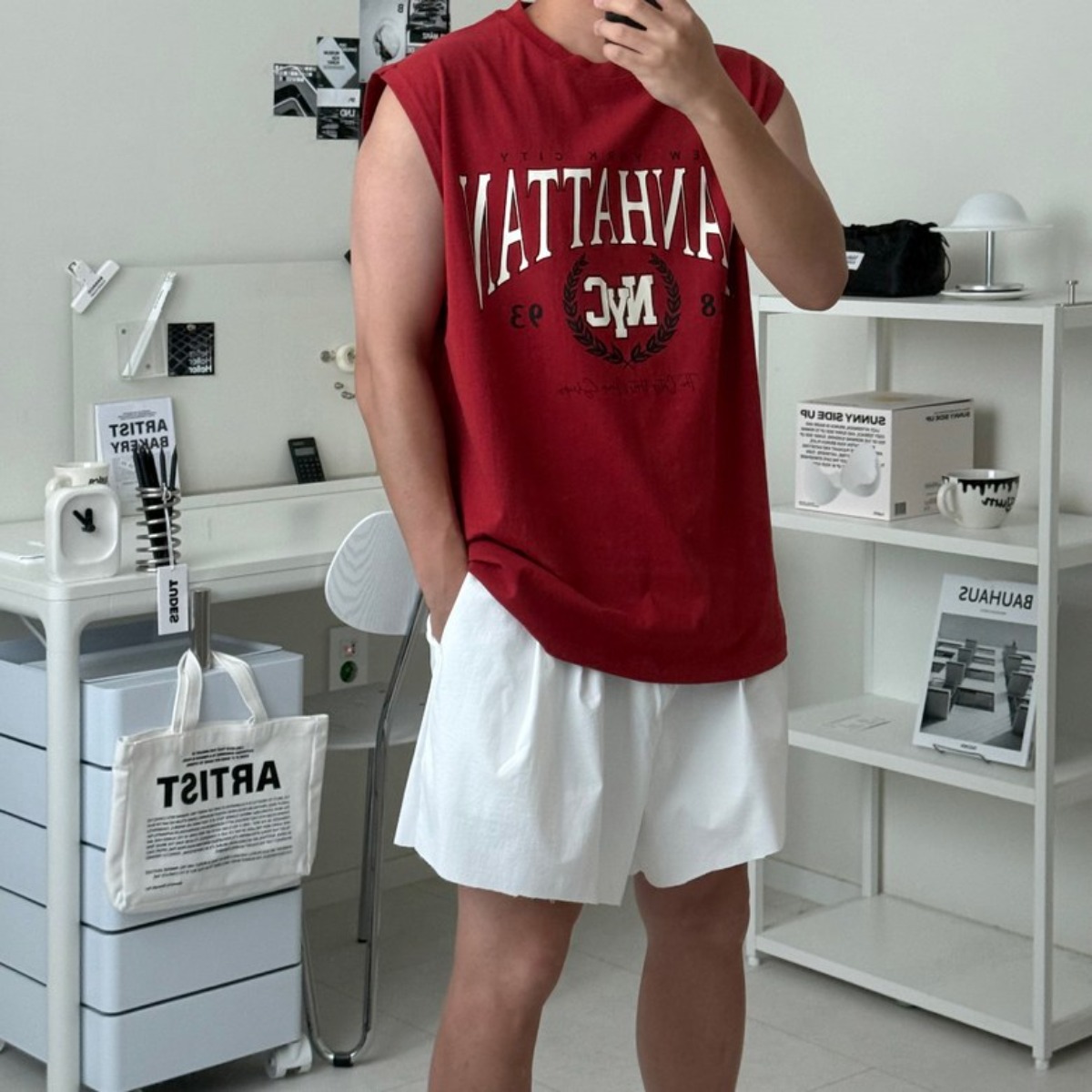 르위 오버핏 프린팅 나시 바캉스룩 민소매 모음 운동복 페스티벌 여름 19,900원