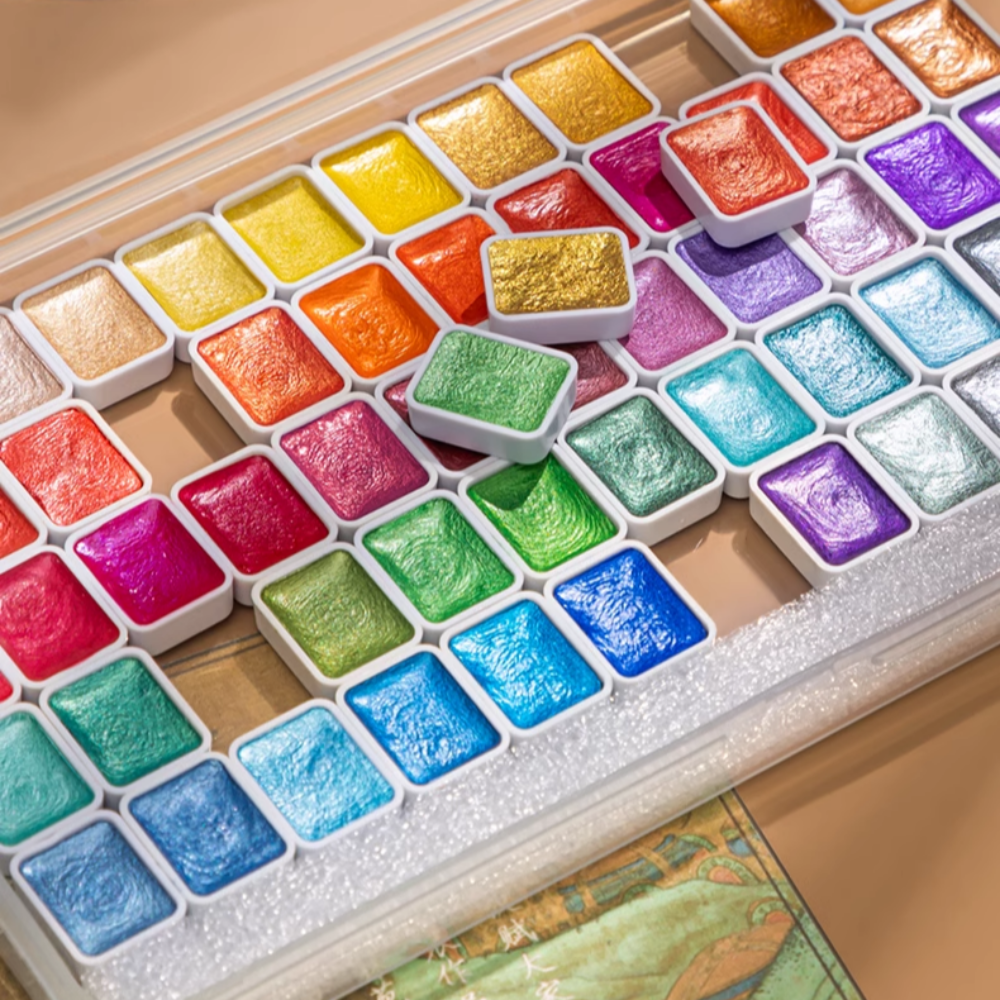 메탈릭 펄 수채화물감 글리터 반짝이 고체물감 캘리그라피 전문가용 19,690원